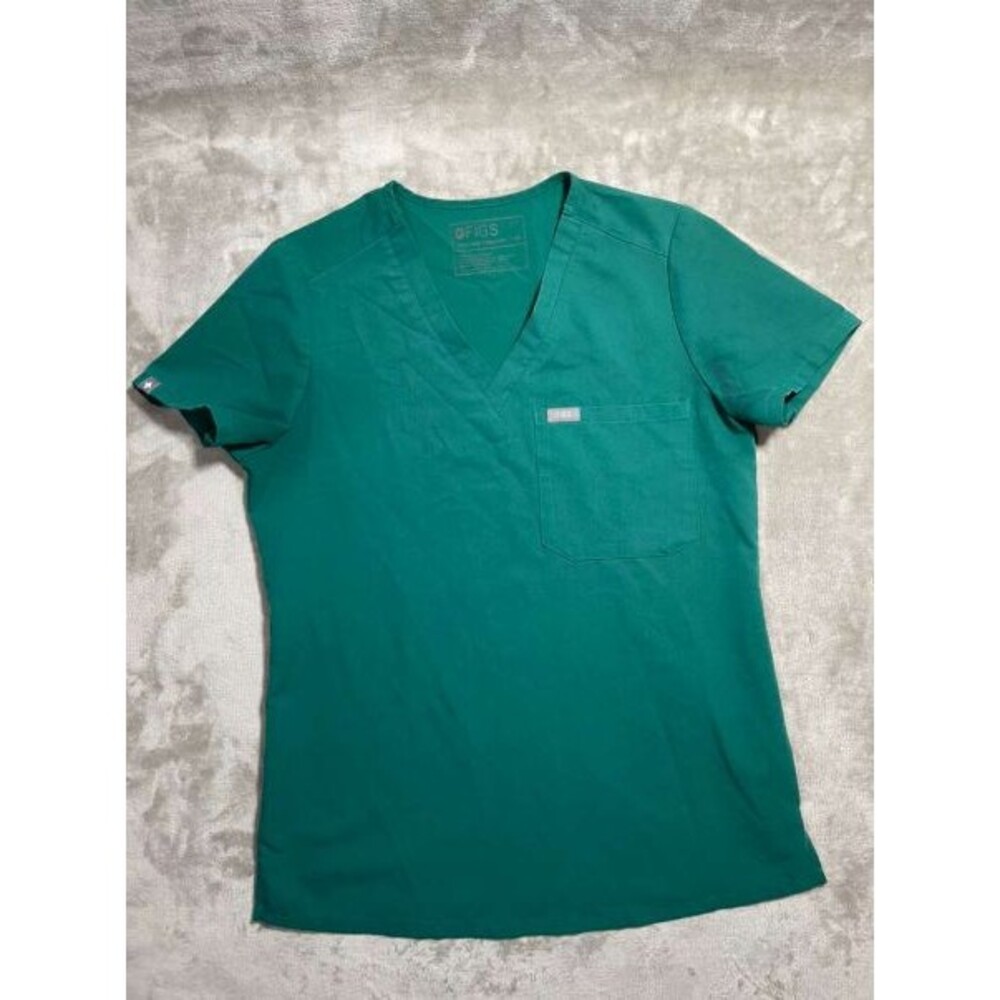 Figs V-Neck Scrub Top Men's XS Green Short Sleeve Technical Collection